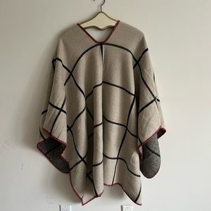 Ellen Tracy Red & Black Draped Cape Shawl outerwear ONE SIZE Classy & Elegant